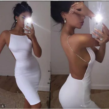 

2020 Fashion Summer Women's Sexy Sleeveless Backless Bodycon Sheash Banquet Dress Sexy Women's Backless Slim Skinny Dress