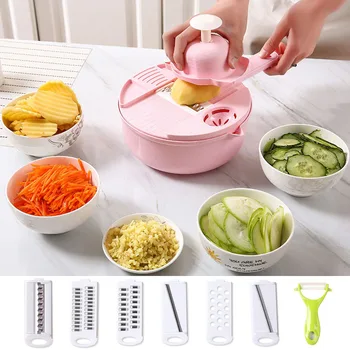 

1SET Multifunctional Vegetable Cutter With Drain Basket Kitchen Tool Fruit Vegetable Slicer Veggie Grater Cutter Peeler Dropship