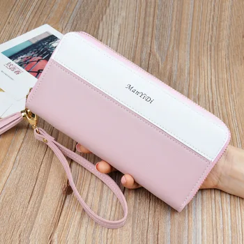 

Women Wallets With Zipper Pocket Wrist Phone Purses Patchwork Women Long Wallet Tassel Coin Purse Card Holder Ladies LSH757