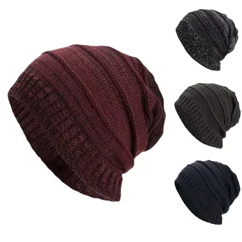 

Men Solid Color Knit Baggy Beanie Hat Oversize Winter Thicken Warm Slouchy Cap