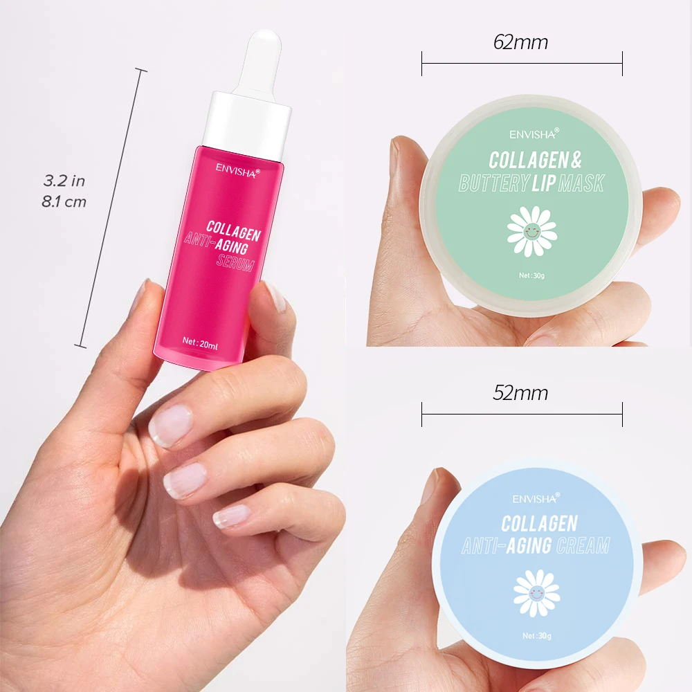 Face Skin Care Set Collagen Anti-aging Wrinkle Cream Hyaluronic Acid Lip Mask Retinol Serum Whitening Moisturizing Shrink Pores 4