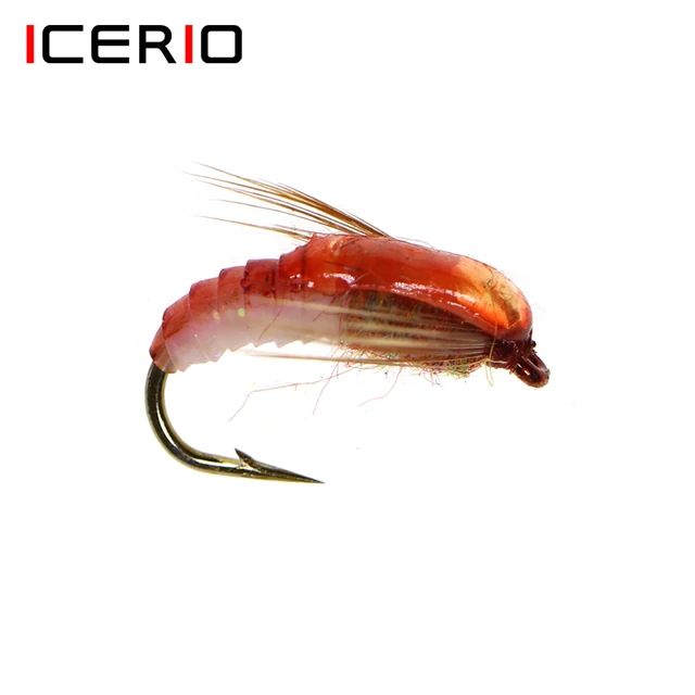 Bimoo Classic Nymph Scud Fly Red Bug Worms For Trout Fishing Brown