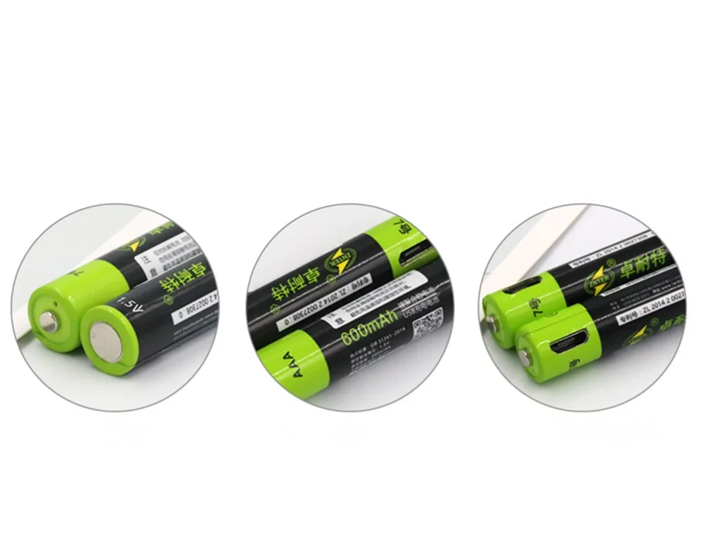 Горячая Распродажа 2 шт ZNTER USB 1,5 V AAA перезаряжаемая батарея 600mAh USB перезаряжаемая литий-полимерная батарея+ 1 шт микро USB кабель