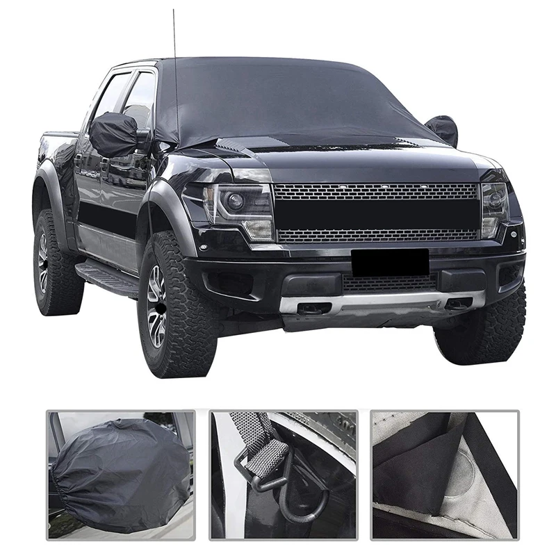 96 дюймов X 57 дюймов лобовое стекло автомобиля снежное покрытие с зеркалом снежные чехлы для защиты лобового стекла и зеркала от снега, льда и мороза f