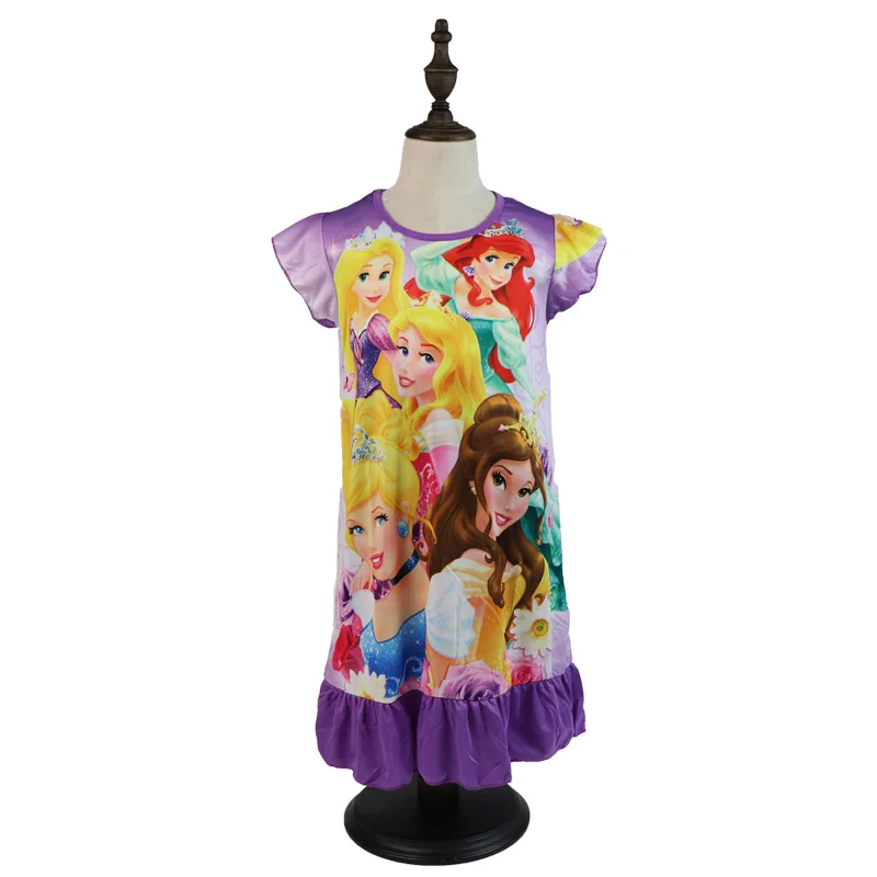 Disney Princess Girl Dress Rapunzel Summer Clothing Kids Clothes Children's Pajamas Birthday Casual Costume Belle Ariel Aurora baby girl doll skirt