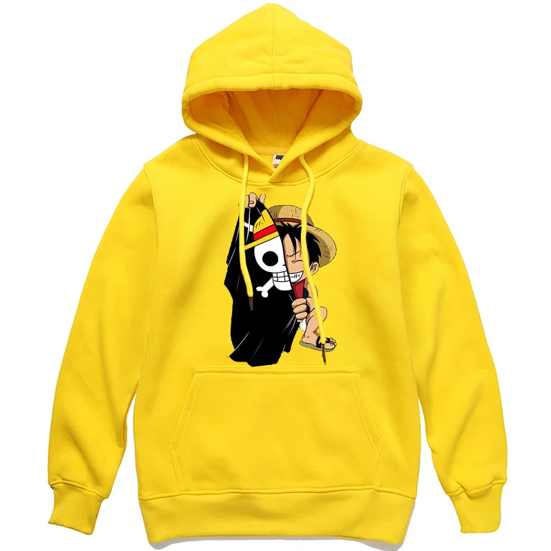 One piece Luffy толстовки мужские повседневные Homme флисовый пуловер с принтом японского аниме Мужская Уличная одежда осенне-зимние топы Мужские