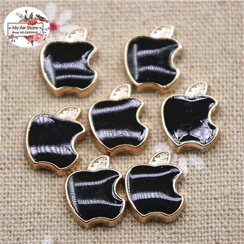 black 50pcs 50 шт. 11x14 мм яблоко нежные многоцветные плоские кнопки домашние фигурки для сада Кабошон Скрапбукинг DIY аксессуары - Цвет: black 50pcs