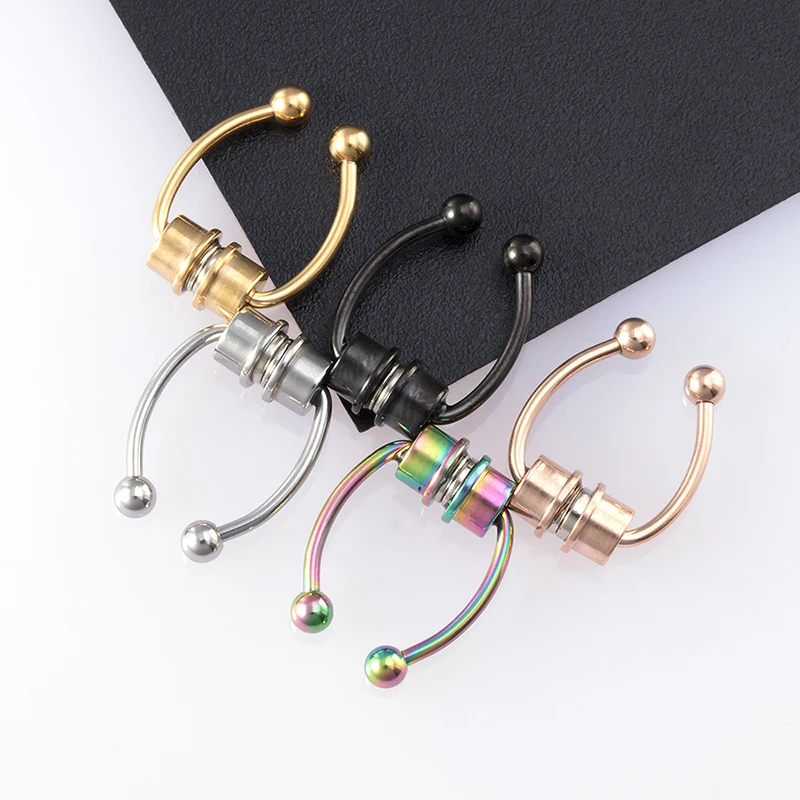 Fake Nose Ring Non Piercing Horseshoe Septum Piercing Magnetic Hoop Stainless Steel Reusable Magnet Punk for Women Jewelry Gifts