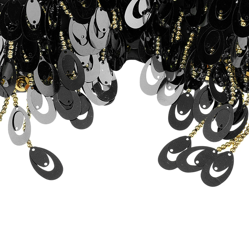 Belly Dance Beaded Bra Sequins Top  Dancing Singer Costume Tassels Black