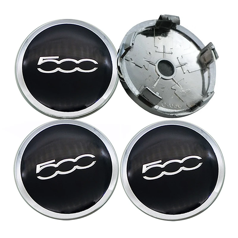 

4pcs 60MM with 56mm Aluminum for Fiat 500 5CC Logo Car Wheel Center Caps Cover Emblem Wheel Center Hub Badge Car Styling