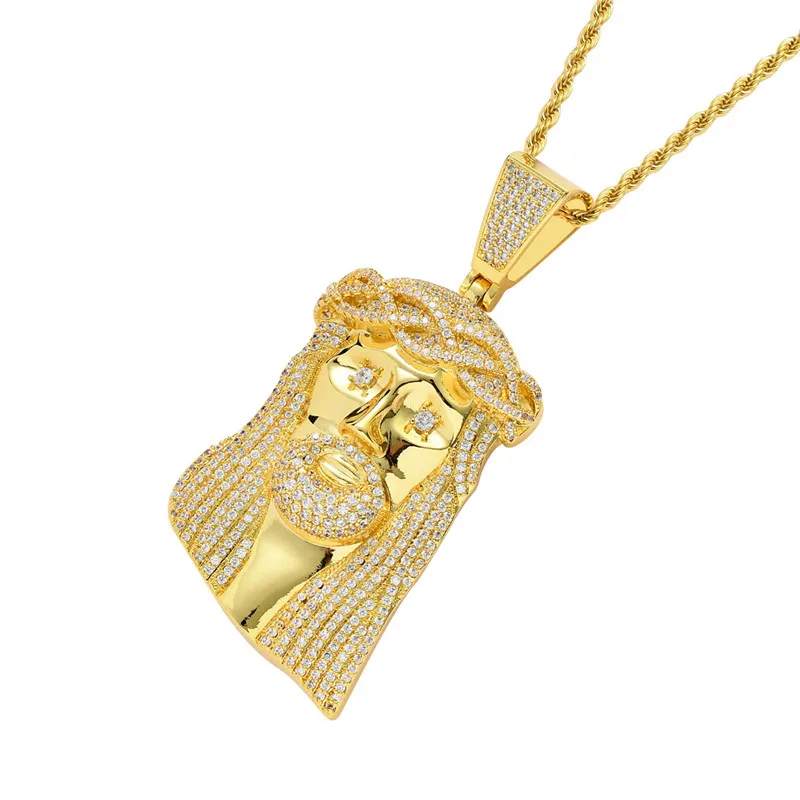 Iced Out Jesus Corolla Big Pendant Mens Hip Hop Necklace With Chain Fashion CZ Stone Necklace For Man Women Gift