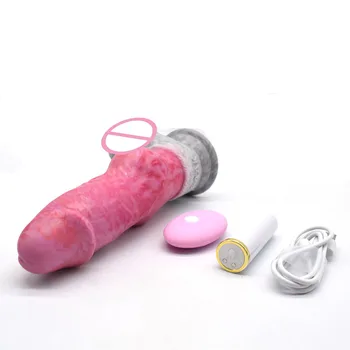 FAAK Remote Control Vibrating Dildo Siliocne Animal Dog Knot penis Sucker Vibrator Masturbator For Women Sex Toys For Adult 18 5