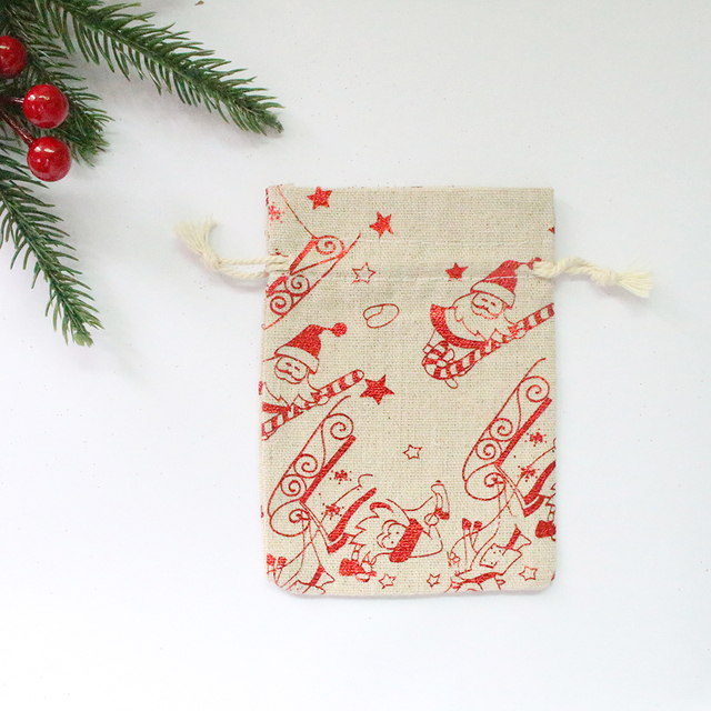 Bird New Year Bag Jewelry Sachet Packing Organizer Christmas Pouches 10Pcs/Lot Santa Gift Drawstring Bag Can Print Logo