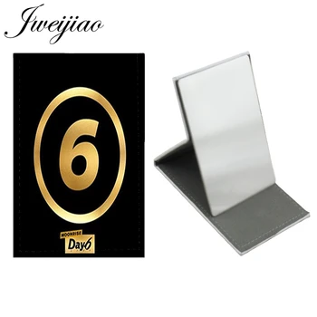 

JWEIJIAO KPOP BAND Day 6 Stainless Steel Rectangle Table Desktop Mirror Folding Leather Makeup Travel Purse Mirror DAY36