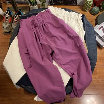 

Safari Style Summer Women Pants Ankle Length Elastic Waist Loose Casual Trouser Female Korean Streetwear Harem Pant Teenagers