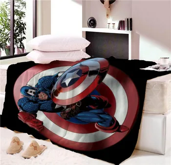 

Marvel Captain America Batman Superhero Blanket Mat Bedspread Soft Fleece Throw Blanket Sofa Soft Winter