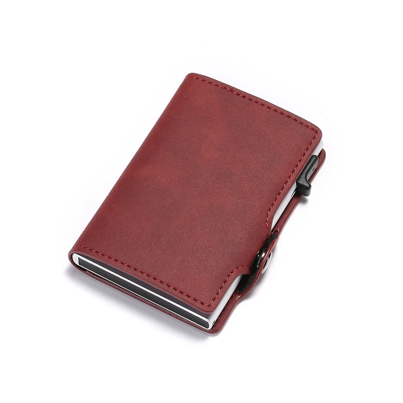Мужской кожаный бумажник для Карт Rfid, тонкий кошелек, сумка для денег, короткий кошелек, маленький, винтажный, на заказ, волшебный кошелек, мужской кошелек, Walet Wallete - Цвет: red