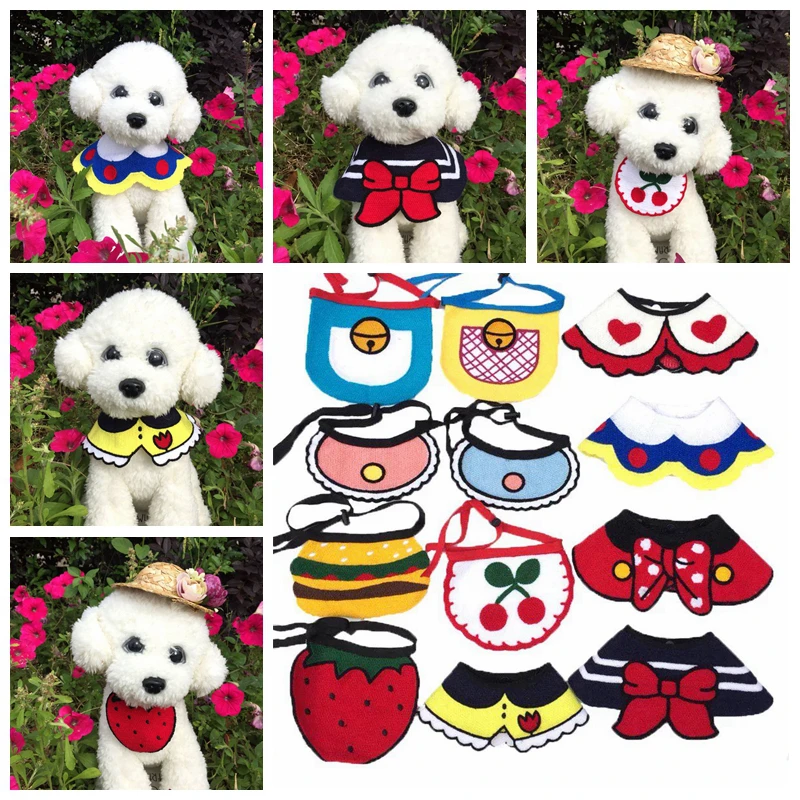 

Cartoon Cat Dog Bandana Bibs Scarf Collar Adjustable Pet Cute Heart Neckerchief Scarf Waterproof Saliva Towel for Cats Dog Puppy