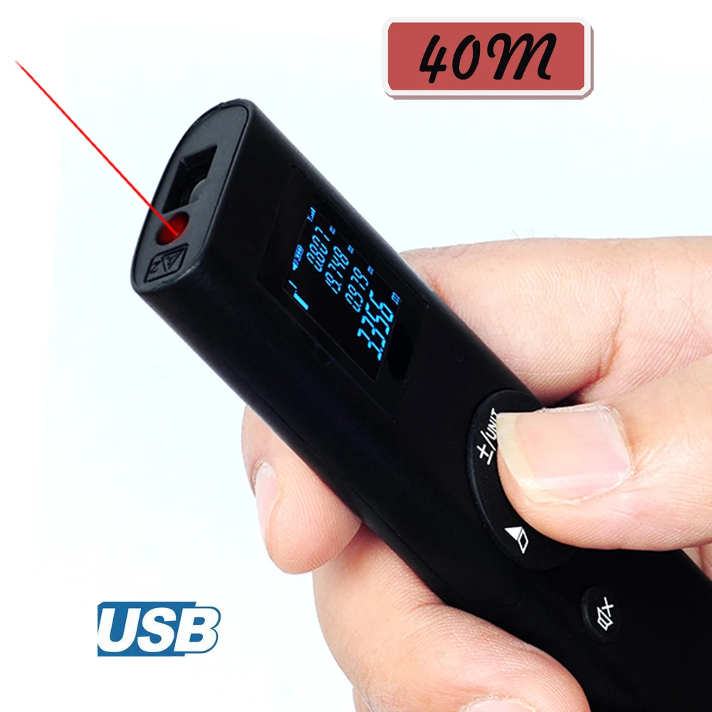 Цифровой лазерный дальномер портативный измеритель расстояния 40 м с USB