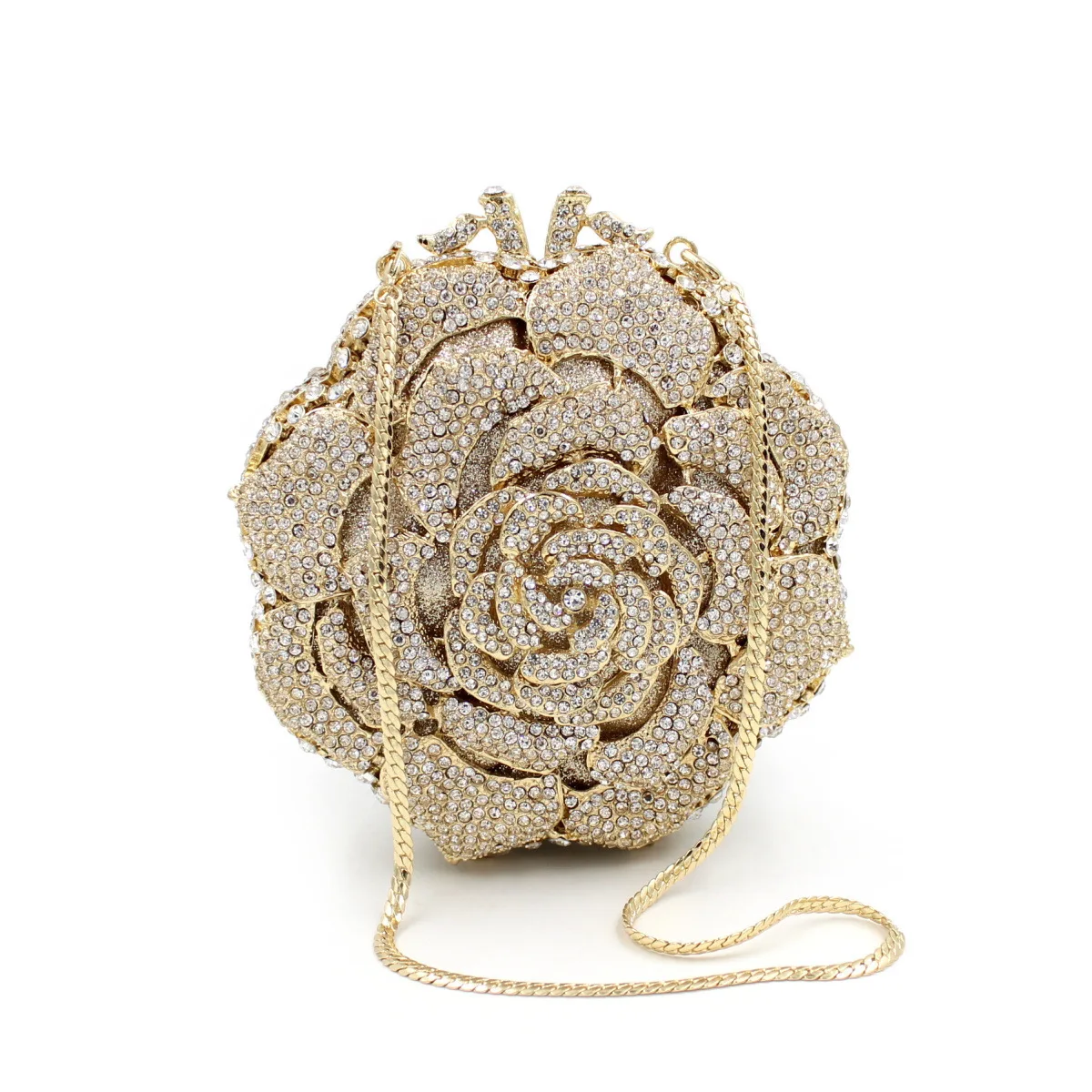 

Bl011 Rose Luxury shui zuan bao with Holes Metal Crystal Evening Bag xiang zuan bao WOMEN'S Handbag
