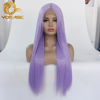 

Yomagic Purple Color Lace Front Wigs for Women Long Straight Realistic Glueless Lace Wig Nautral Hairline