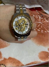 WLISTH-Reloj de pulsera de cuarzo para hombre, luminoso, con abertura para fecha, de acero inoxidable, resistente al agua, de las mejores marcas, dragón dorado