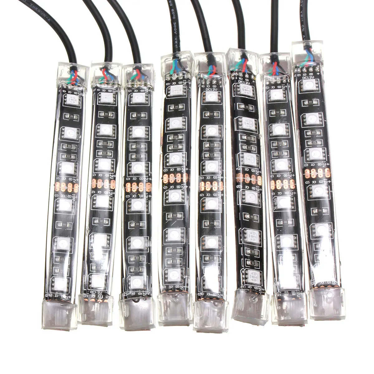 12V 8X 15 Color Car RGB LED Strip Light Decorative Light SMD 5050 Remote Glowing Multicolor ATV UTV Motorcycle SportBike Scooter