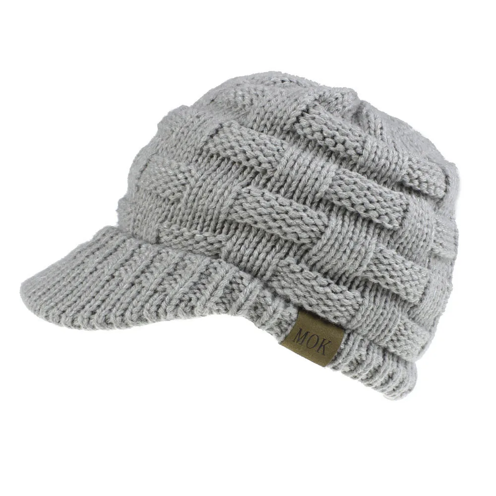 Модная вязаная бейсбольная кепка для женщин и девочек, зимняя бейсбольная кепка для улицы, Вязаная Мягкая дышащая однотонная эластичная теплая вязаная шапка - Цвет: 6