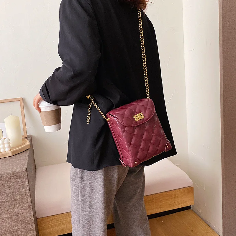 

Spring New Arrival Beads Bag Women's 2020 New Style Fashion Versitile Fashion Crossbody Bag Western Style Rhombus Chain Bag