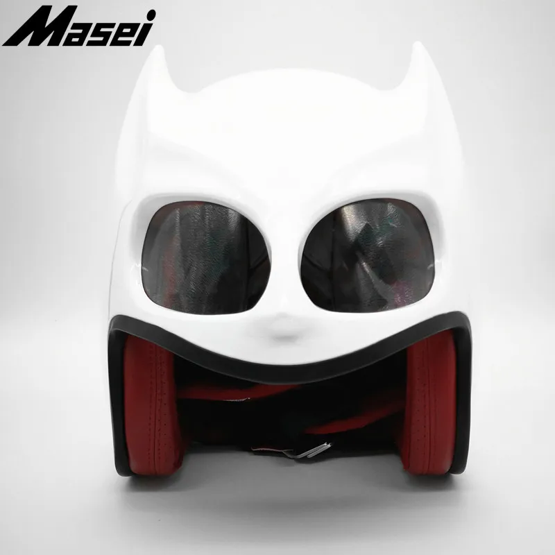 Bright White Masei шлем Бэтмена мотоциклетный винтажный Ретро-шлем темно-рыцарский шлем открытый шлем-каска мотокросса внедорожный шлем для путешествий - Цвет: Bright White