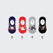 Корейские рождественские Женские лодочные носки, хлопковые Забавные милые Короткие Носки с рисунком счастливого снеговика, Harajuku, уличная мода, повседневные, Skarpetki