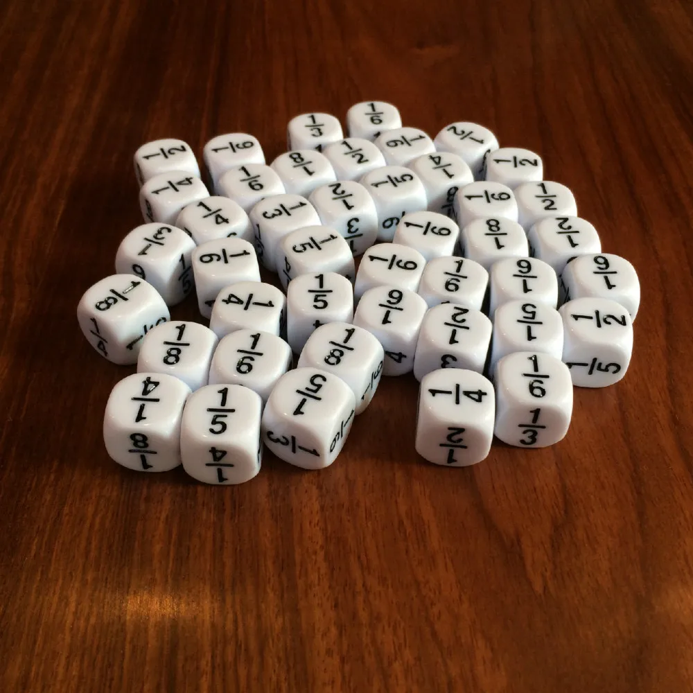

20Pcs/set New Product 16MM Rounded Fraction Dice 1/2 1/3 1/4 1/5
