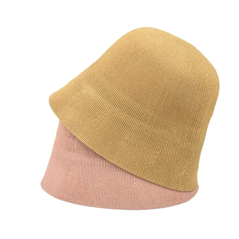 kangol bucket hat women's NEW Spring summun Breathable  Linen Knitted Bucket Cap For Women Simple Design  Fashion Fisherman's basin hat Accessories straw bucket hat