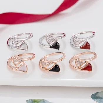 

New Real S925 Double Skirt Sector Shell Couples Finger Rings Resizable Fashion Accessories Ring Fashion Jewelry Lovers