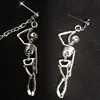 Vintage Punk Silver-Color Skull Skeleton Pendant Dangle Earrings For Women Hip-hop Long Chain Tassel Asymmetry Ear Jewelry Gifts ► Photo 3/6