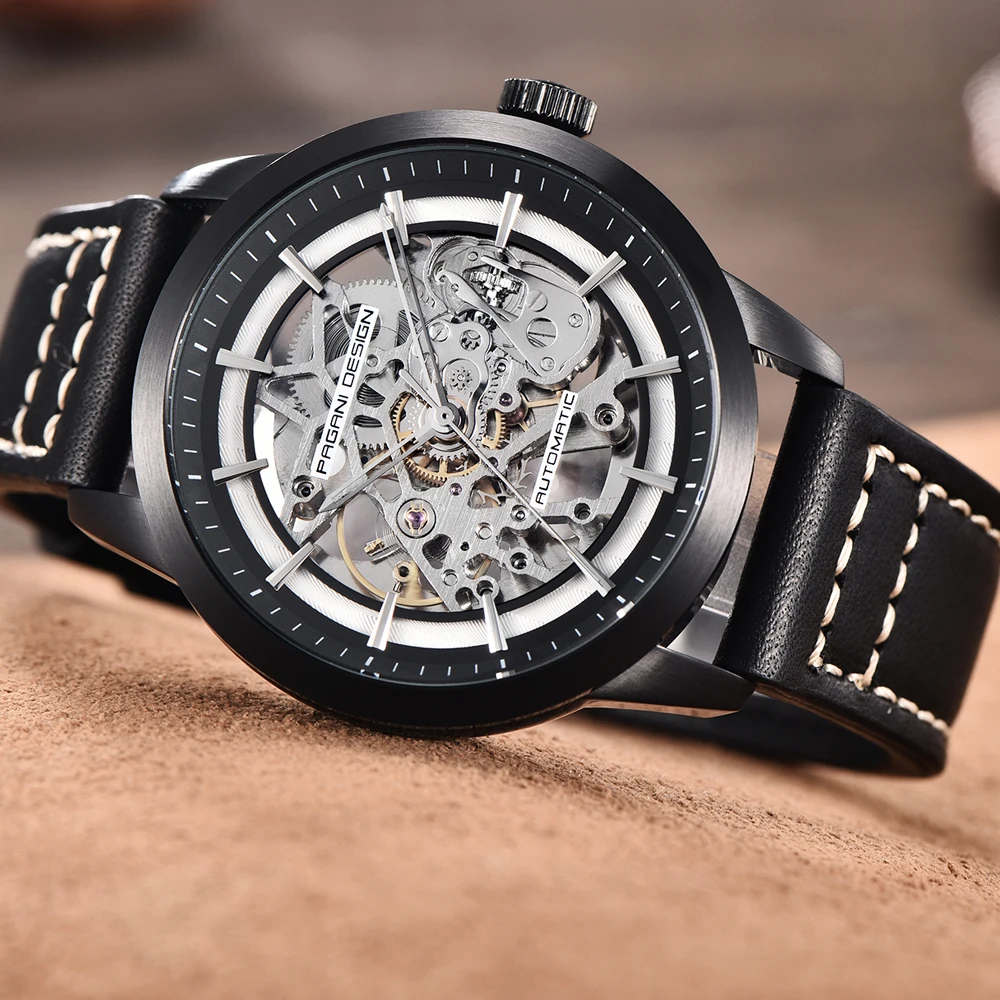 2020 free shipping PAGANI DESIGN Brand Fashion Leather Gold Watch Men Automatic Mechanical Skeleton Waterproof Watches Relogio Masculino Box (6)