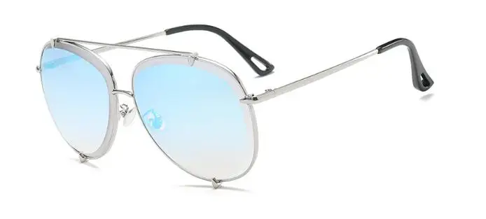 Большие солнцезащитные очки Для женщин Классический бренд дизайнерская металлическая рамка солнцезащитные винтажные очки, ретро очки градиентные оттенки UV400 - Цвет линз: C3 blue mirror