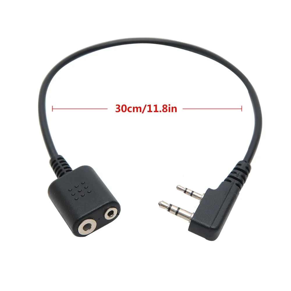 2 Pin Earpiece Headset Speaker Mic Extension Cable Adapter for Kenwood TYT Baofeng Walkie Talkie UV-5R BF-888S UV-82 UV-S9 Radio