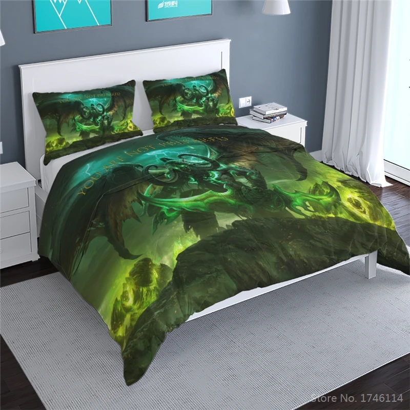 World of Warcraft онлайн игра 3D мультяшный Комплект постельного белья пододеяльник с