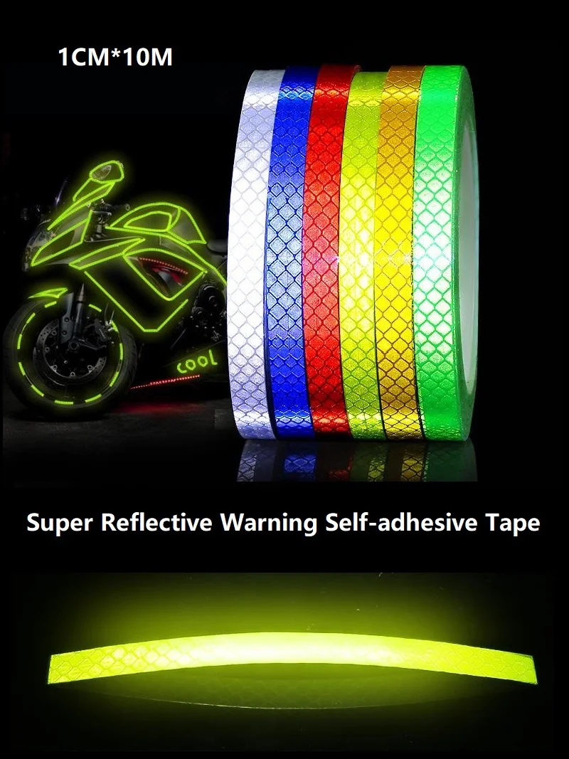 

1CM x3M PET Super Reflective Car Automobile Contour Crash Strip Decoratiive Self-adhesive Tape Road Traffic Warning Sign