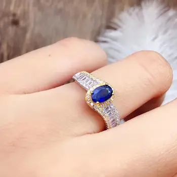

925 Sterling Silver 100% Natural And Real Sapphire Gemstone Wedding Engagement Rings for Women Fine Jewelry Gift Wholesale