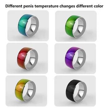 Different temperature sense discolor penis lock ball bondage cock ring male large size metal delay ejaculation Sex Toy man 5