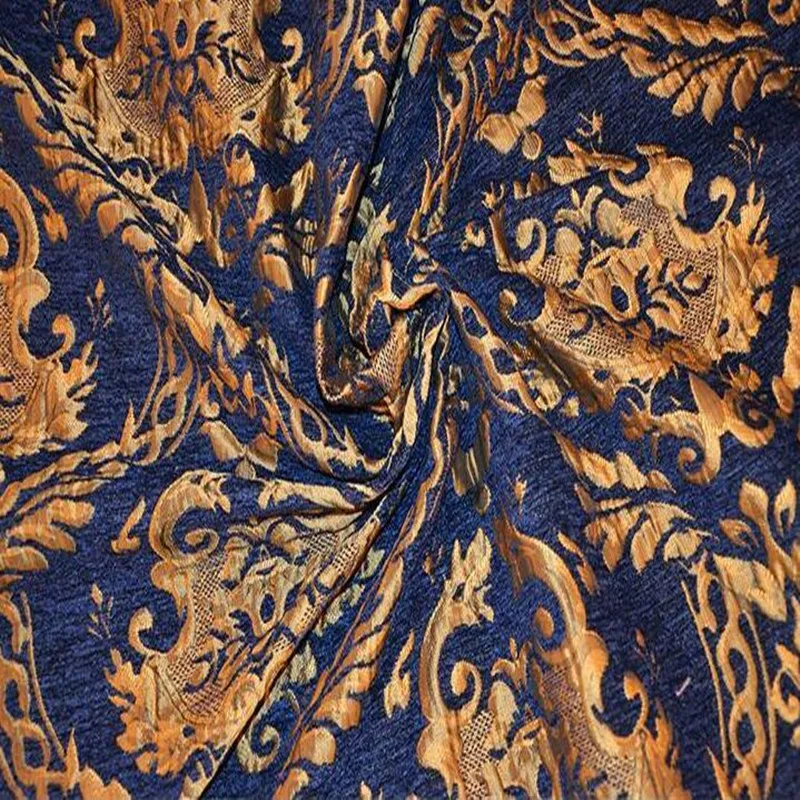 

2020 Blue High grade yarn dyed jacquard fashion palace skirt fabric sewing patch textiles diy polyester tissu cloth fabric C869
