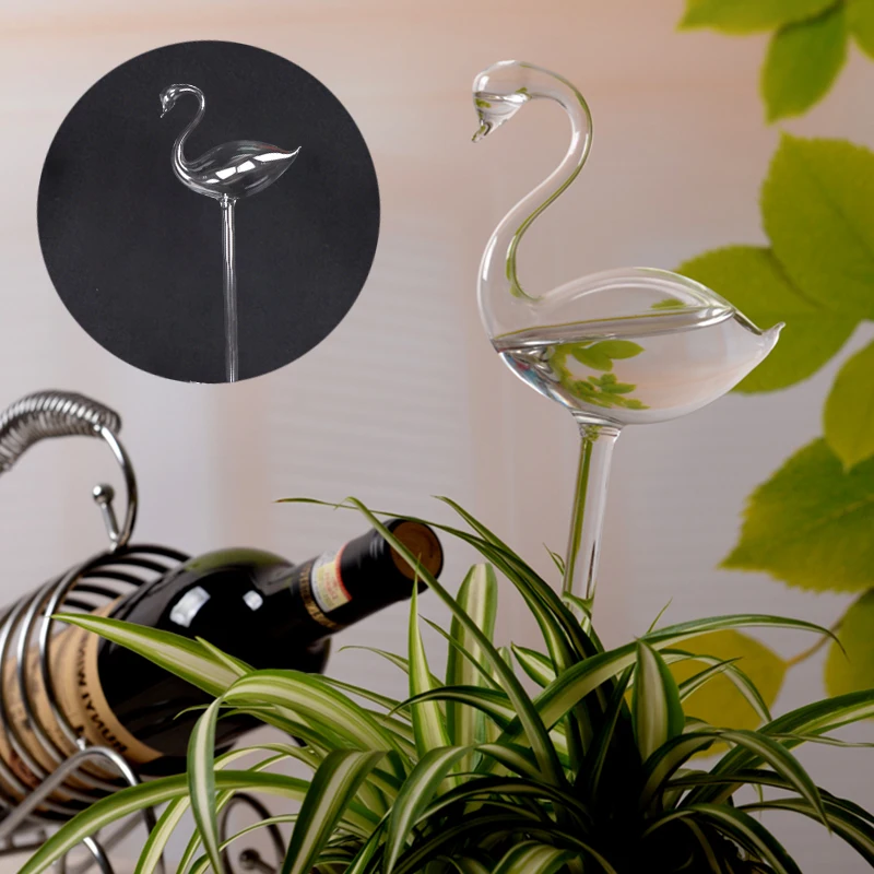 

Portable Flamingo Glass Automatic Watering Vase Gift Garden Home Decor