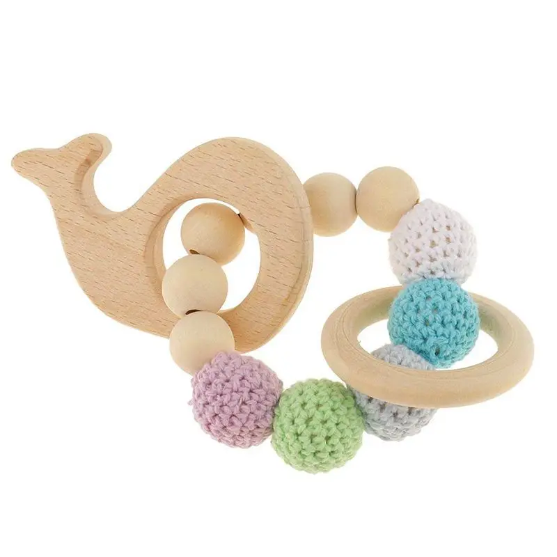 remarkable 1 pc Wooden Educational Toys Children Rattle Toy Baby Teething Accessories Multicolor - Whale