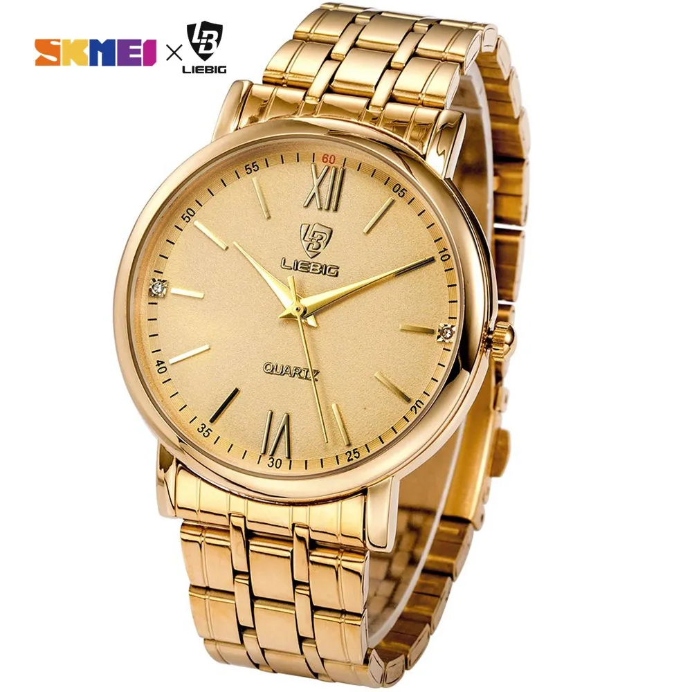 LIEBIG Business Gold Quartz Women Men's Watch High Quality Stainless