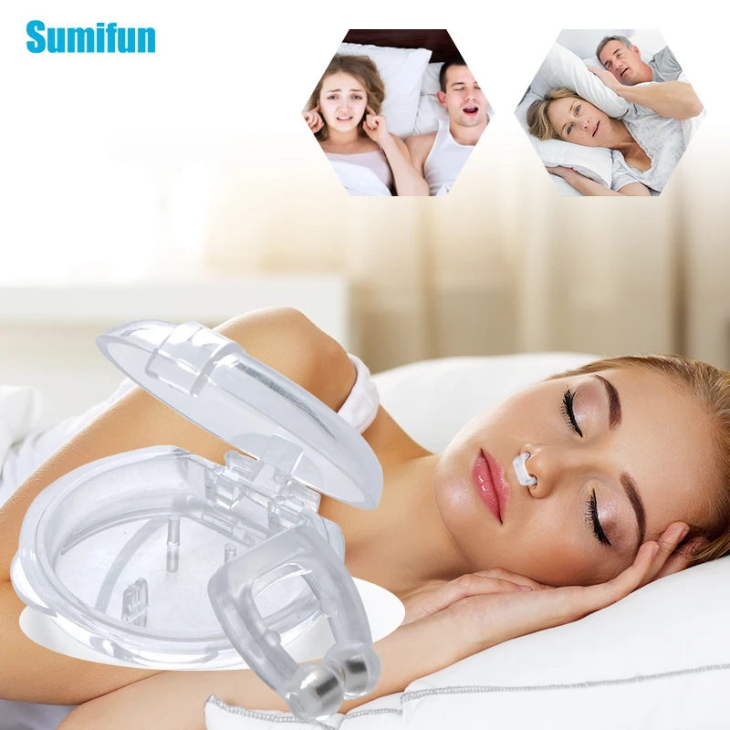 Sumifun 2 uds Snore Stopper de silicona magnético Anti ronquido Clip de la nariz deja de roncar Dilatador respirar SIDA tiras nasales D2167