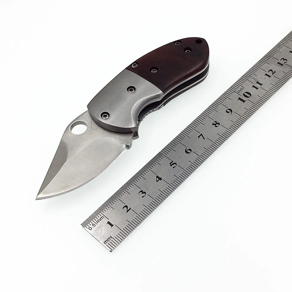 Swayboo D2 Дамасская сталь Складные карманные ножи мини EDC инструмент оболочка нож чехол деревянная ручка верхний нож выживания - Цвет: D2 steel