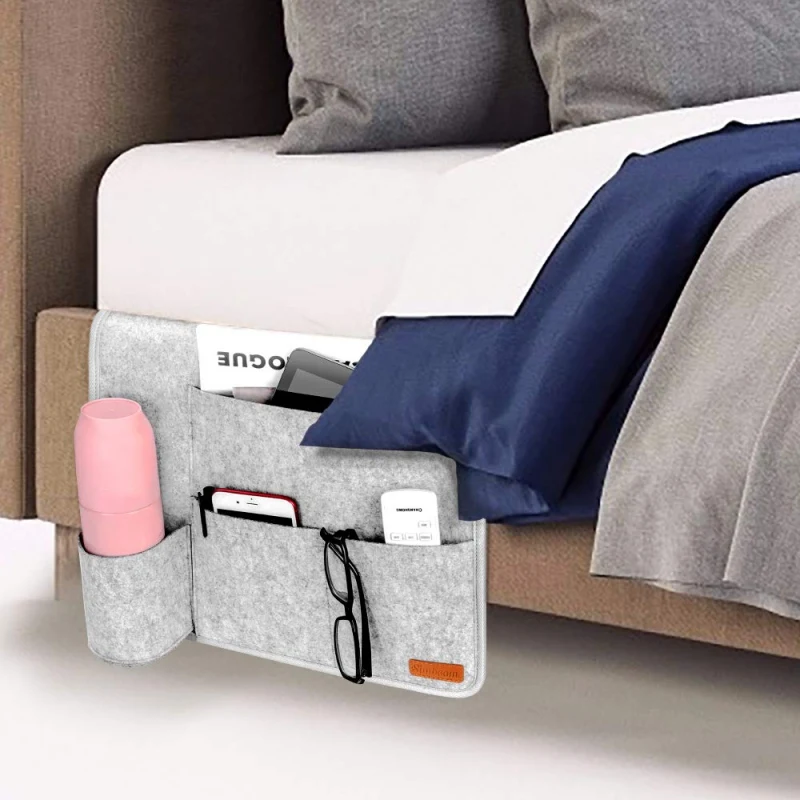 

Felt Bed Storage Pockets Bedside Hanging Storage Organizer Holder with Pockets for Bed Table Sofa