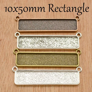 

50 pcs - Rectangle horizontal Necklace connector Setting, 10x50mm Horizon Pendant Bezel Blank Base for Handmade Jewelry